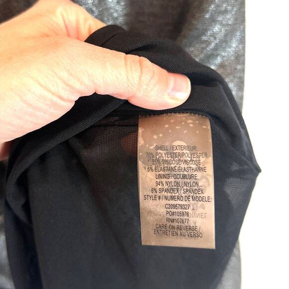 Alice + Olivia Long Sleeve Metallic Mesh Cut Out Mini Dress Womens 4 Party Glam - Picture 5 of 6